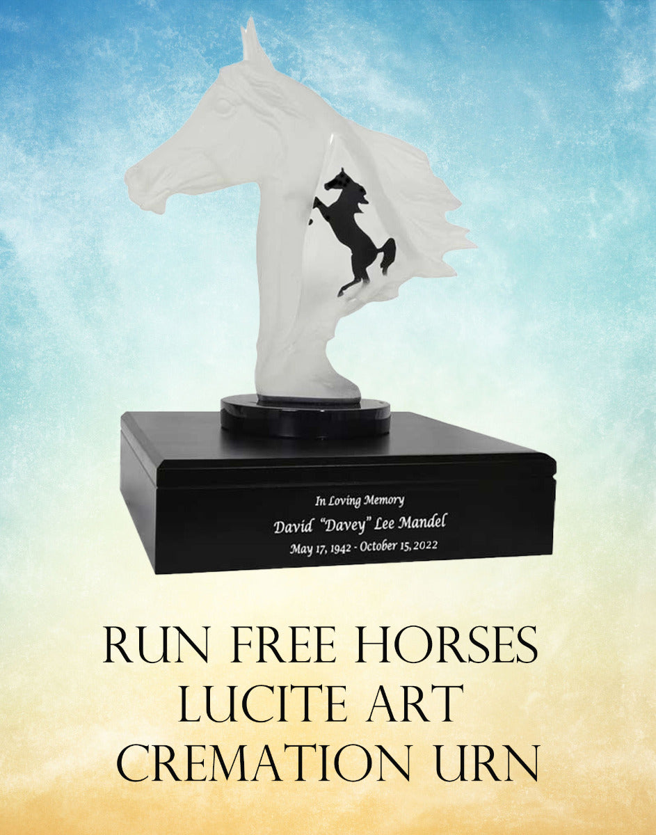 Run Free Horses Lucite Art Cremation Urn 