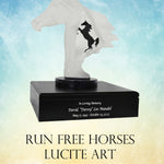 Run Free Horses Lucite Art Cremation Urn 
