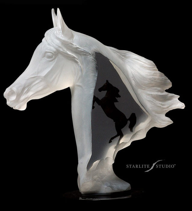 Run Free Horses Lucite Art Cremation Urn 
