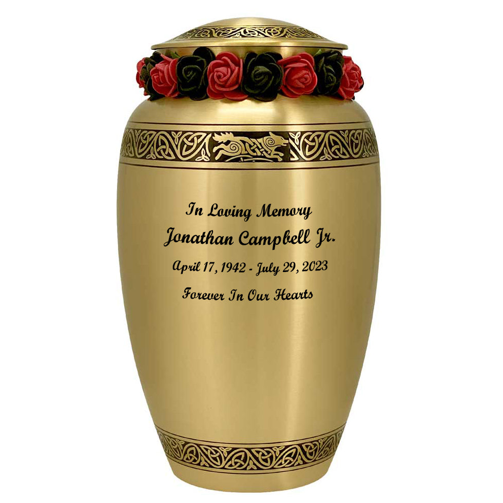 Running Wolf Celtic Adult Cremation Urn Tribute Wreath™ - Pro Diamond Engraving