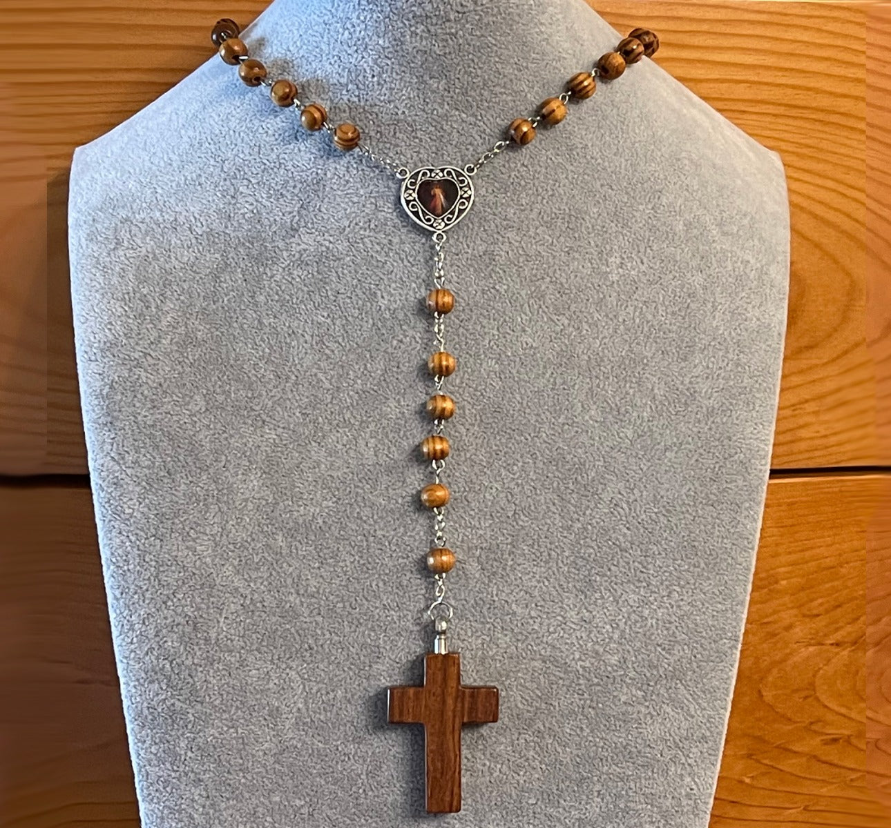 Sacred Wooden Rosary Necklace Urn