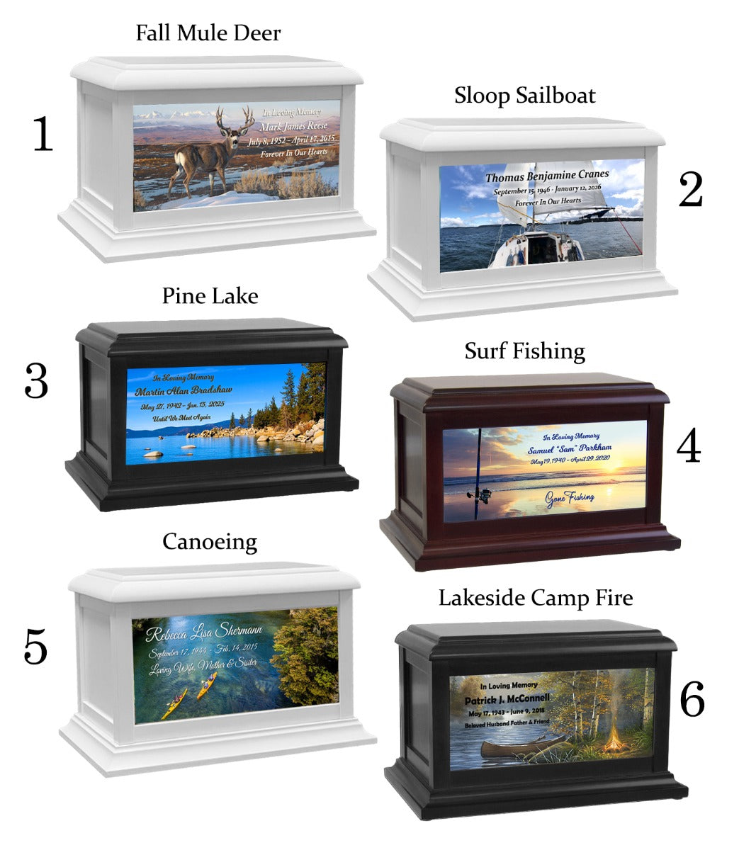 Fishing, Hunting, Camping & Sailing Adult or Medium Wood Keep The Memory® Cremation Urn 