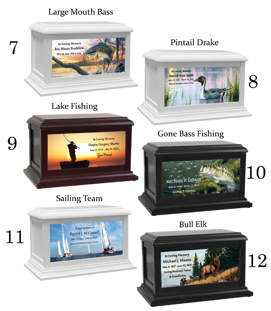 Fishing, Hunting, Camping & Sailing Adult or Medium Wood Keep The Memory® Cremation Urn 