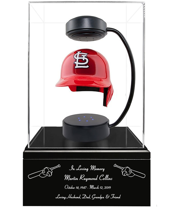 Baseball Cremation Urn & St. Louis Cardinals Hover Helmet Décor