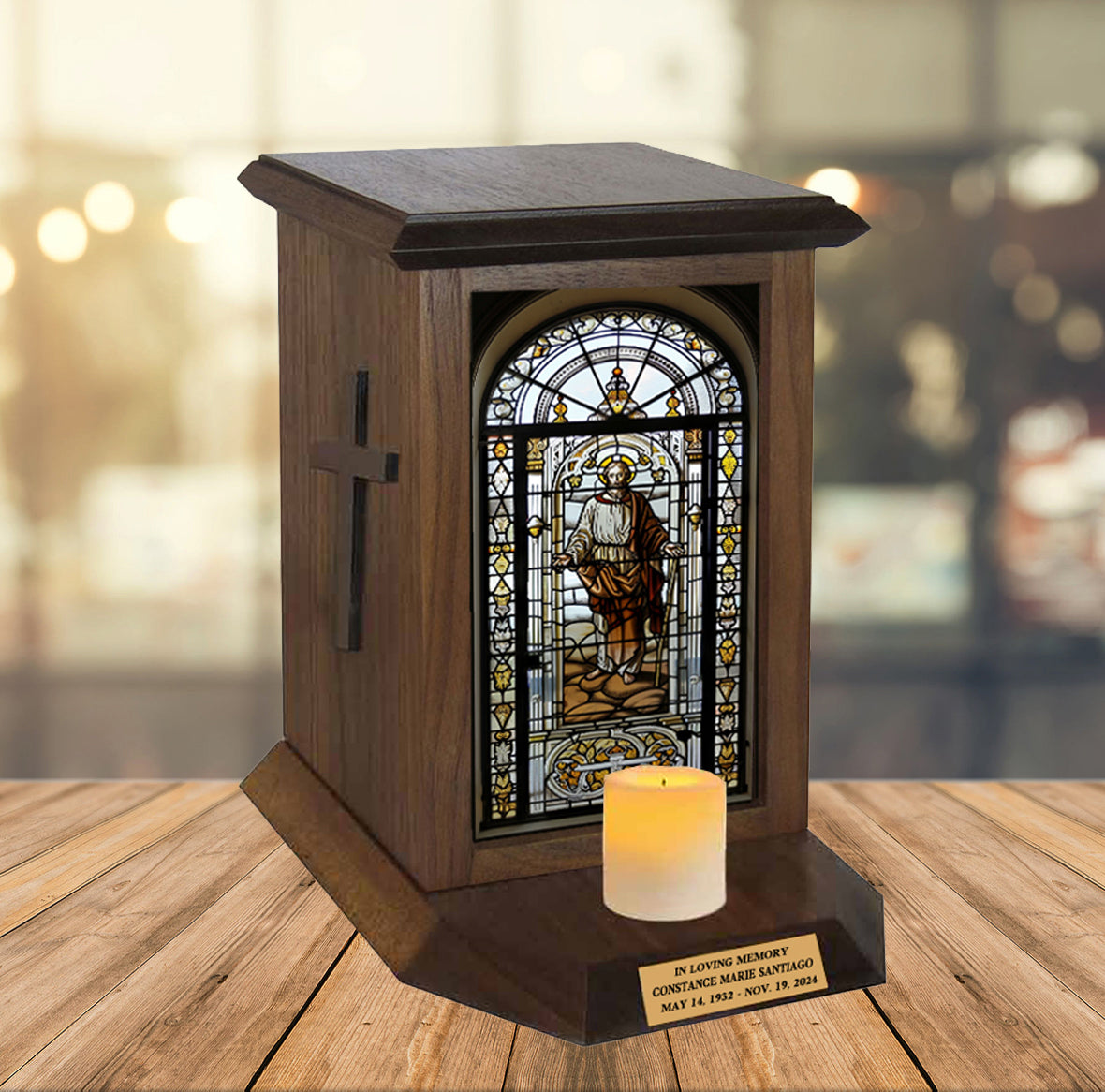 Saint Peter Adult Cremation Urn - Candle Included