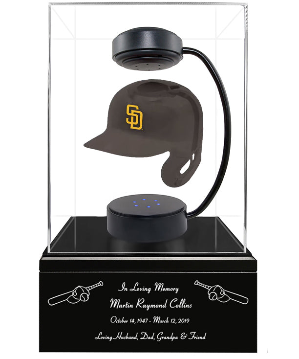 Baseball Cremation Urn & San Diego Padres Hover Helmet Décor