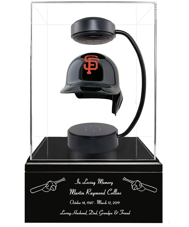 Baseball Cremation Urn & San Francisco Giants Hover Helmet Décor