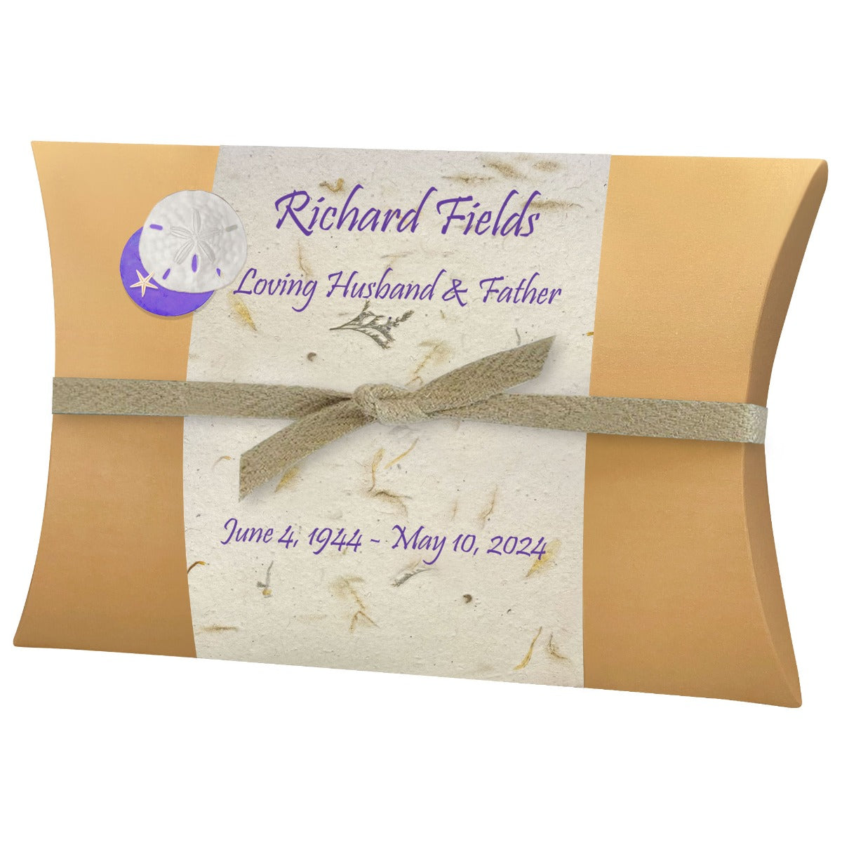 Sand Dollar Starfish Lilac Peaceful Pillow® Water Burial Cremation Urn - Biodegradable  Burial At Sea Urn