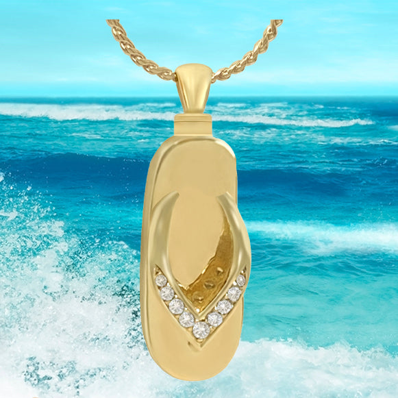 Sandal 10KT or 14KT Gold Cremation Flip Flop Jewelry Urn - ORDER NOW