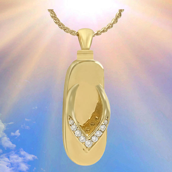 Sandal 10KT or 14KT Gold Cremation Flip Flop Jewelry Urn - ORDER NOW