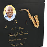 Saxophone Wood Cremation  Urn - Miniature Sax - Photo Option