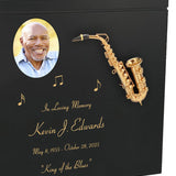 Saxophone Wood Cremation  Urn - Miniature Sax - Photo Option