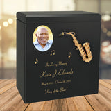 Saxophone Wood Cremation  Urn - Miniature Sax - Photo Option