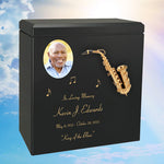 Saxophone Wood Cremation  Urn - Miniature Sax - Photo Option