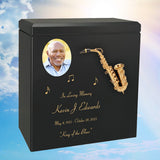 Saxophone Wood Cremation  Urn - Miniature Sax - Photo Option