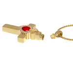 Catholic Sacred Heart 10KT or 14KT Gold Cross Cremation Jewelry Urn - SHIPS NOW
