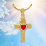 Catholic Sacred Heart 10KT or 14KT Gold Cross Cremation Jewelry Urn - SHIPS NOW