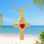 Catholic Sacred Heart 10KT or 14KT Gold Cross Cremation Jewelry Urn - SHIPS NOW