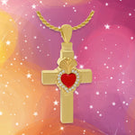 Catholic Sacred Heart 10KT or 14KT Gold Cross Cremation Jewelry Urn - SHIPS NOW