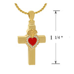 Catholic Sacred Heart 10KT or 14KT Gold Cross Cremation Jewelry Urn - SHIPS NOW