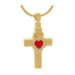 Catholic Sacred Heart 10KT or 14KT Gold Cross Cremation Jewelry Urn - SHIPS NOW