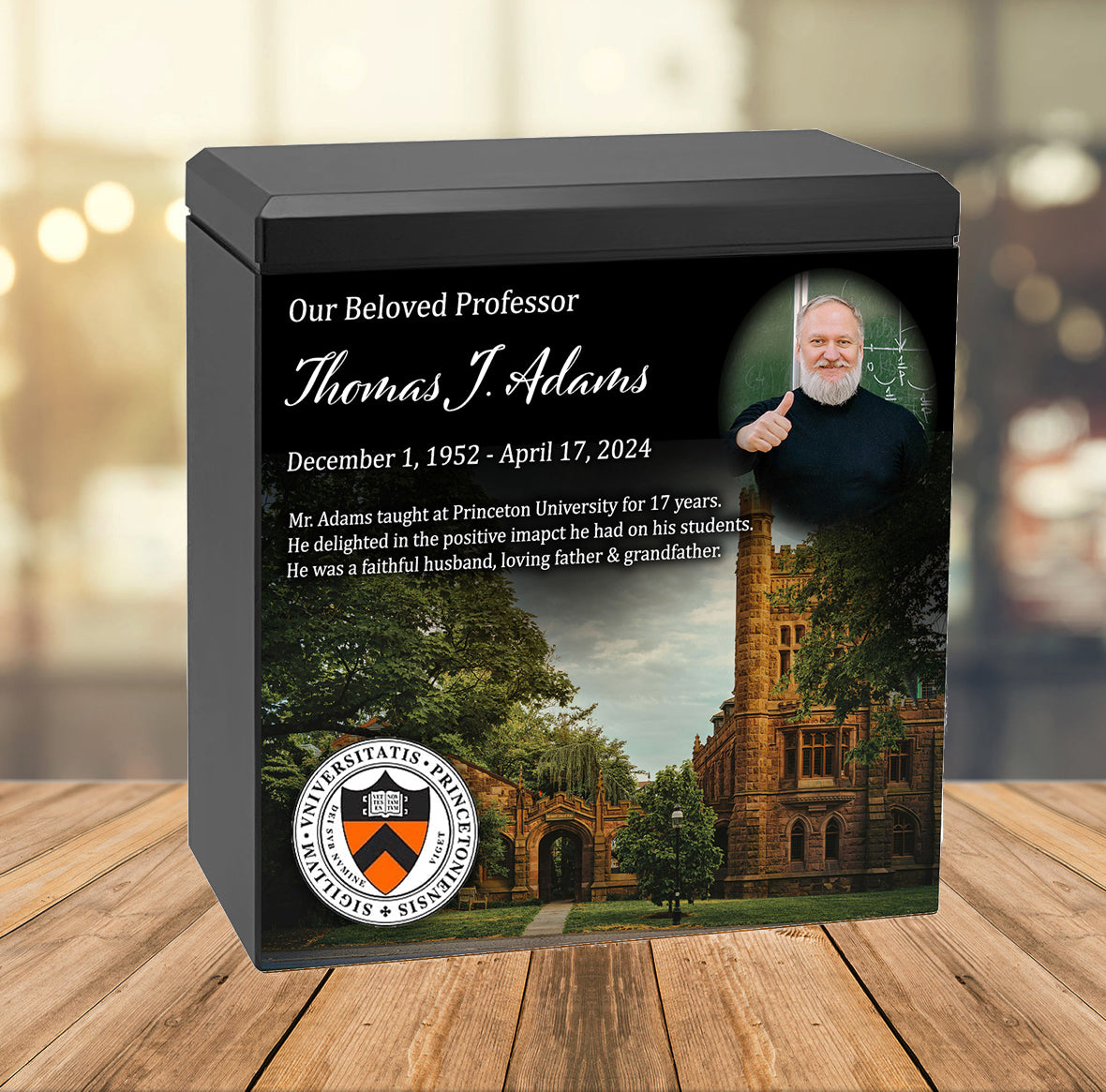 College or University Professor or Dean Cremation Urn - Photo & Mascot