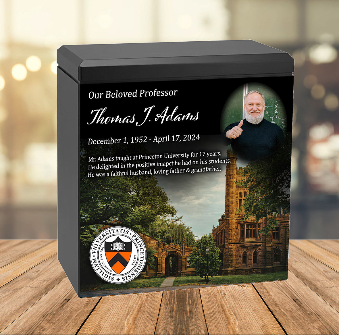 College or University Professor or Dean Cremation Urn - Photo & Mascot