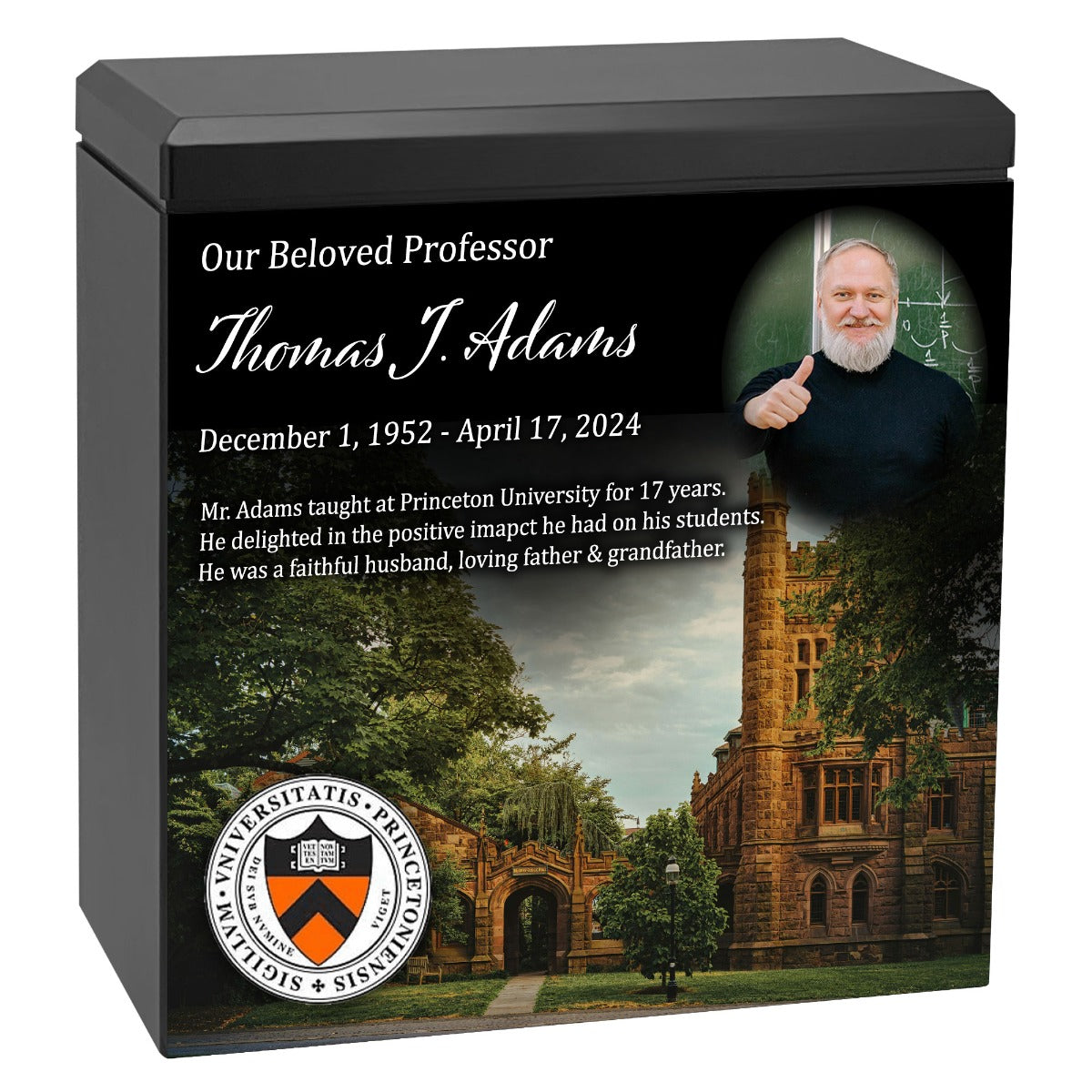 College or University Professor or Dean Cremation Urn - Photo & Mascot