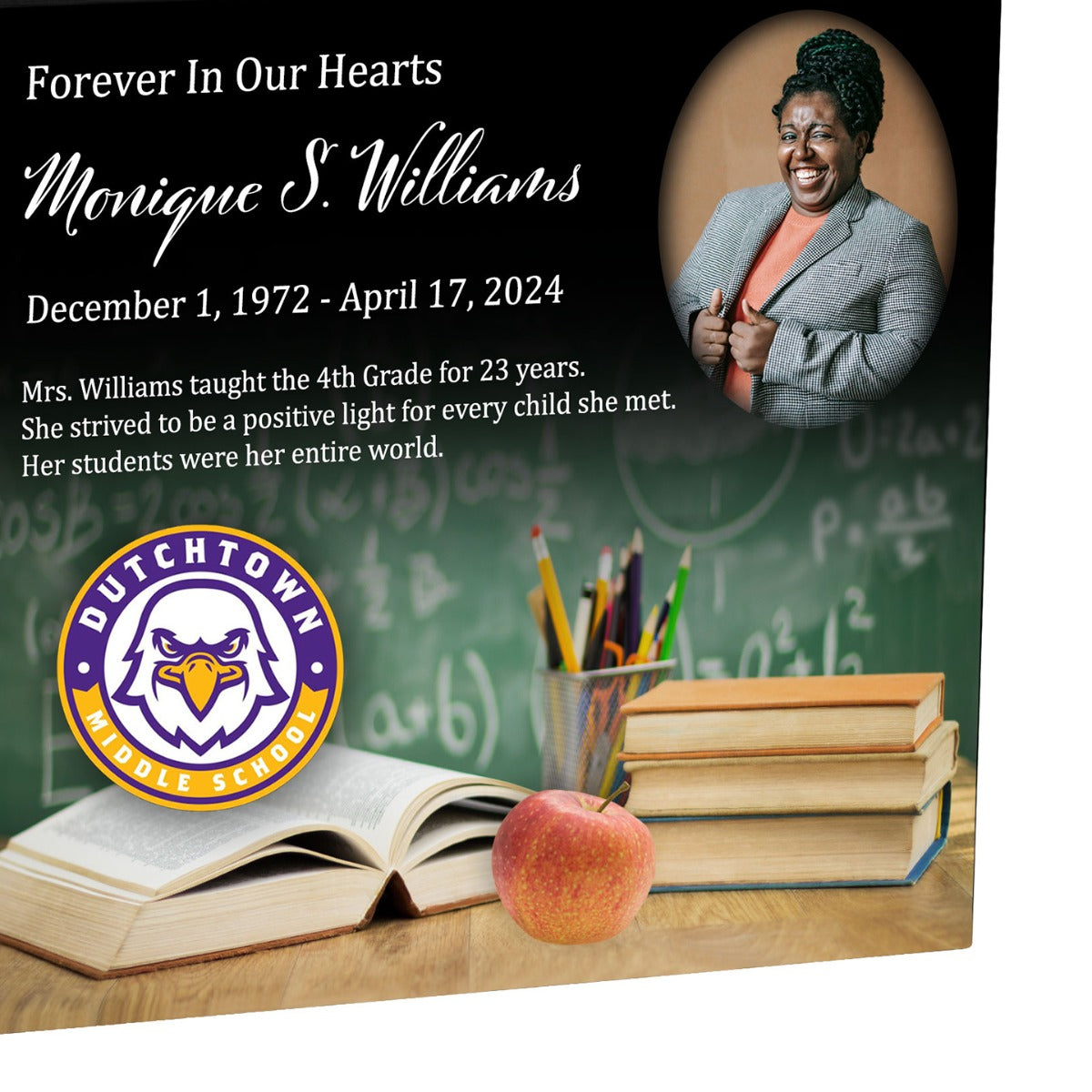Teacher or School Counselor Cremation Urn - Photo & Mascot