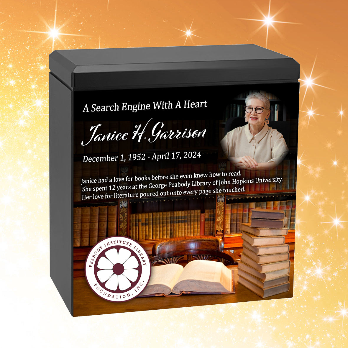 Librarian School Educator or Principal Cremation Urn - Photo & Mascot
