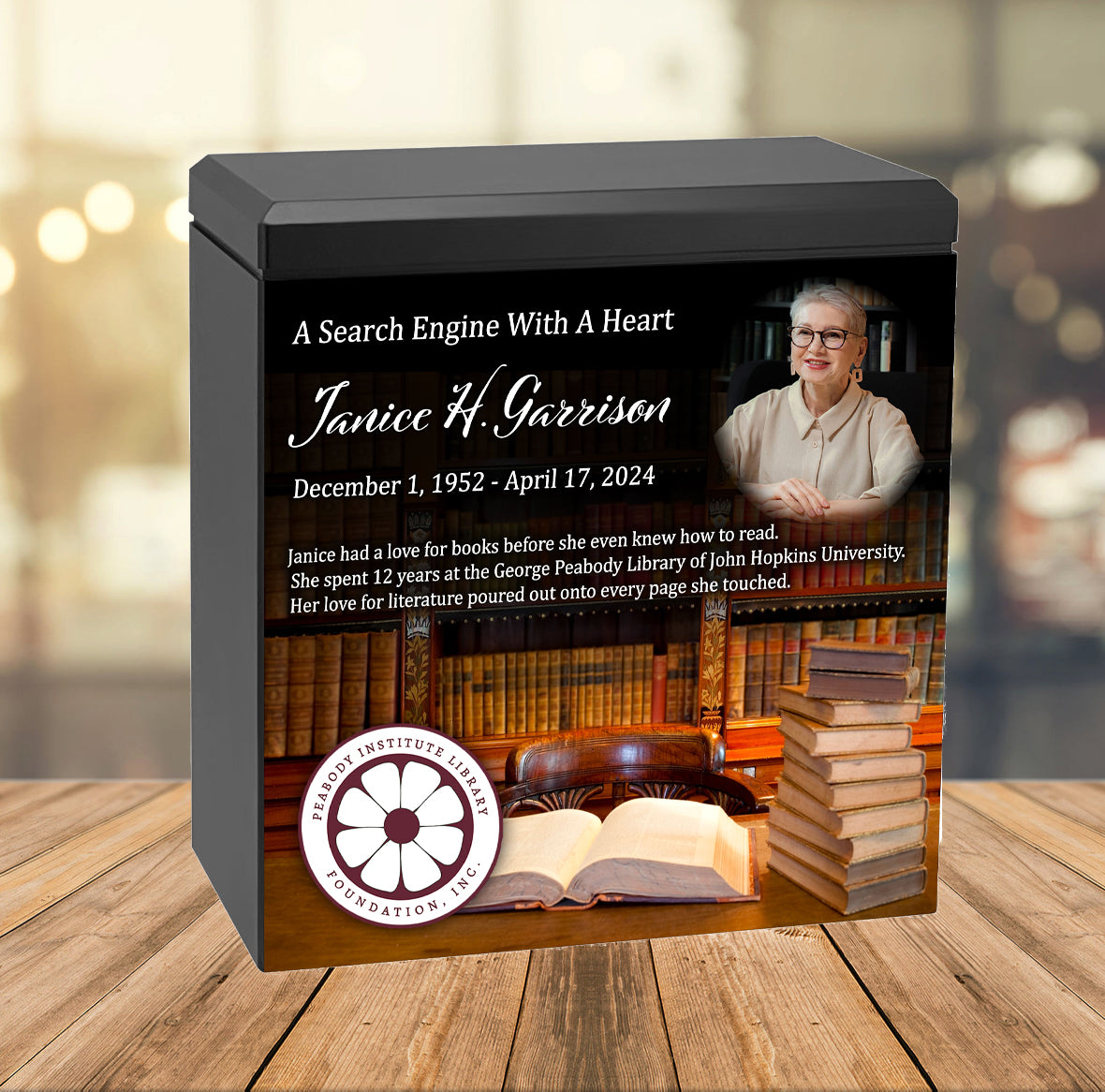 Librarian School Educator or Principal Cremation Urn - Photo & Mascot