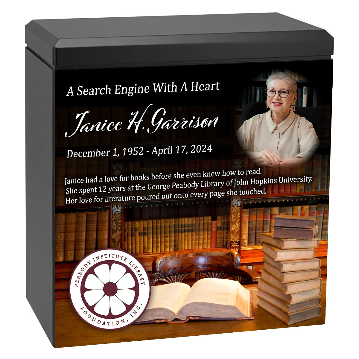 Librarian School Educator or Principle Cremation Urn - Photo & Mascot