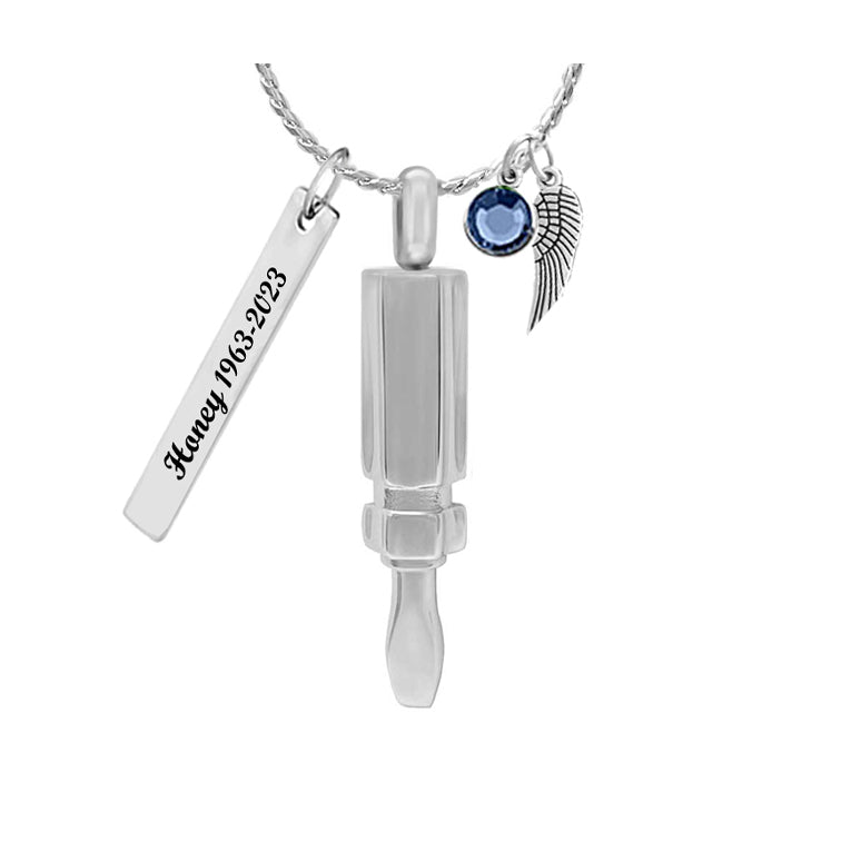 Screw Driver Ash Stainless Pendant Urn - Love Charms™ Option