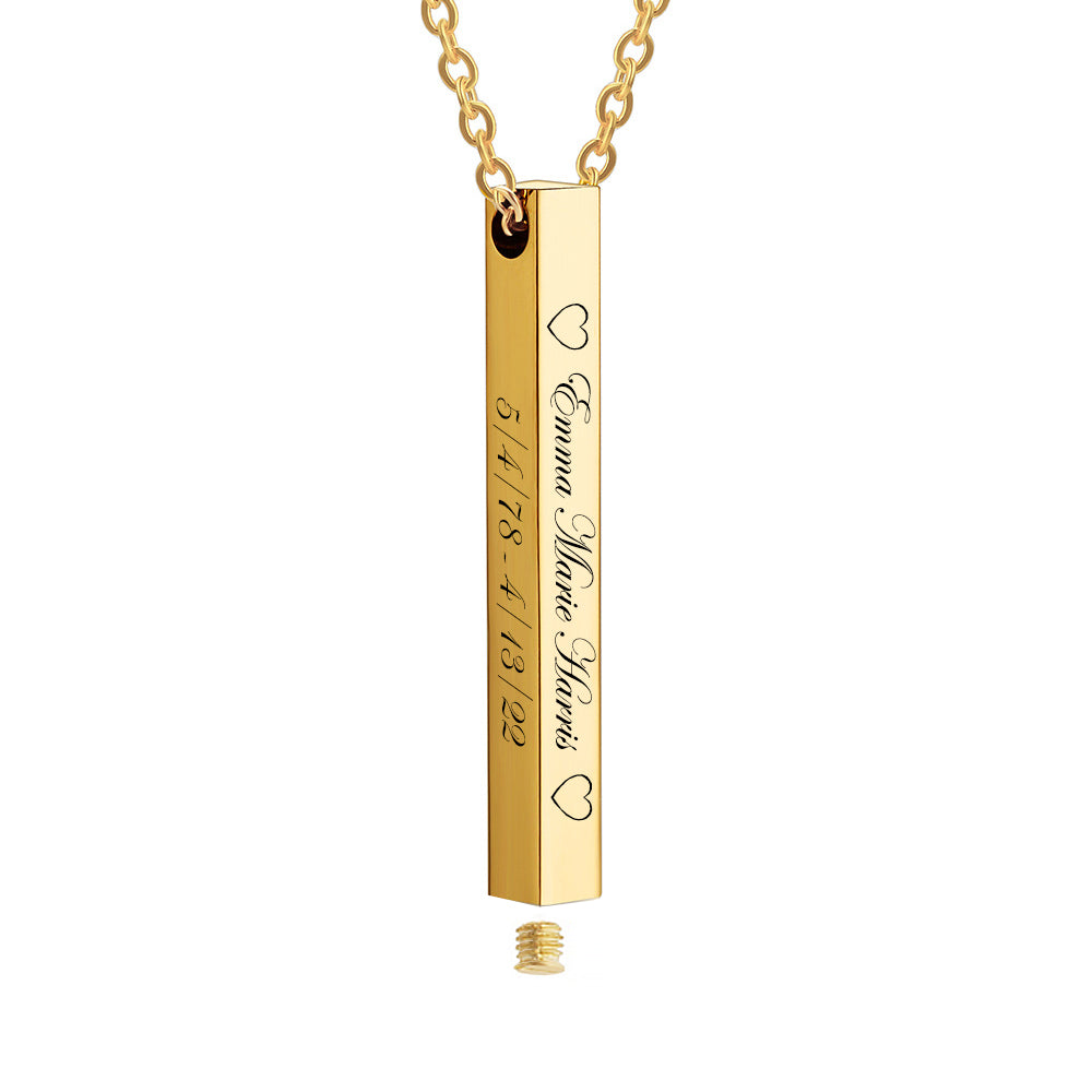 Gold Bar Script Ash Urn - Option 4 Sides Engraved