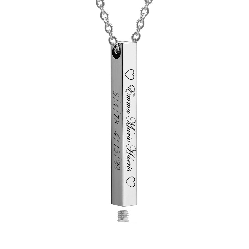 Stainless Bar Script Ash Urn - Option 4 Sides Engraved