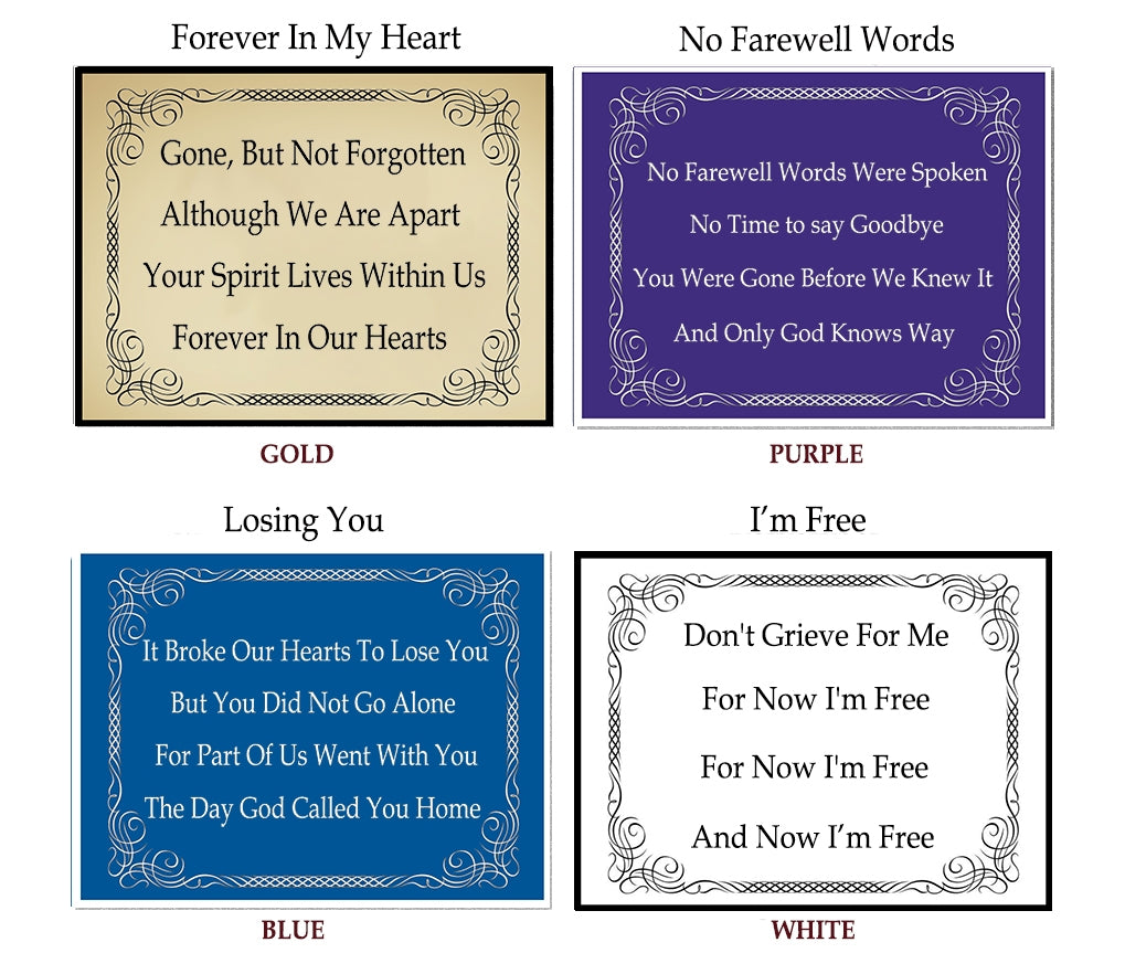 Scroll Poem Plates For Cremation Urns