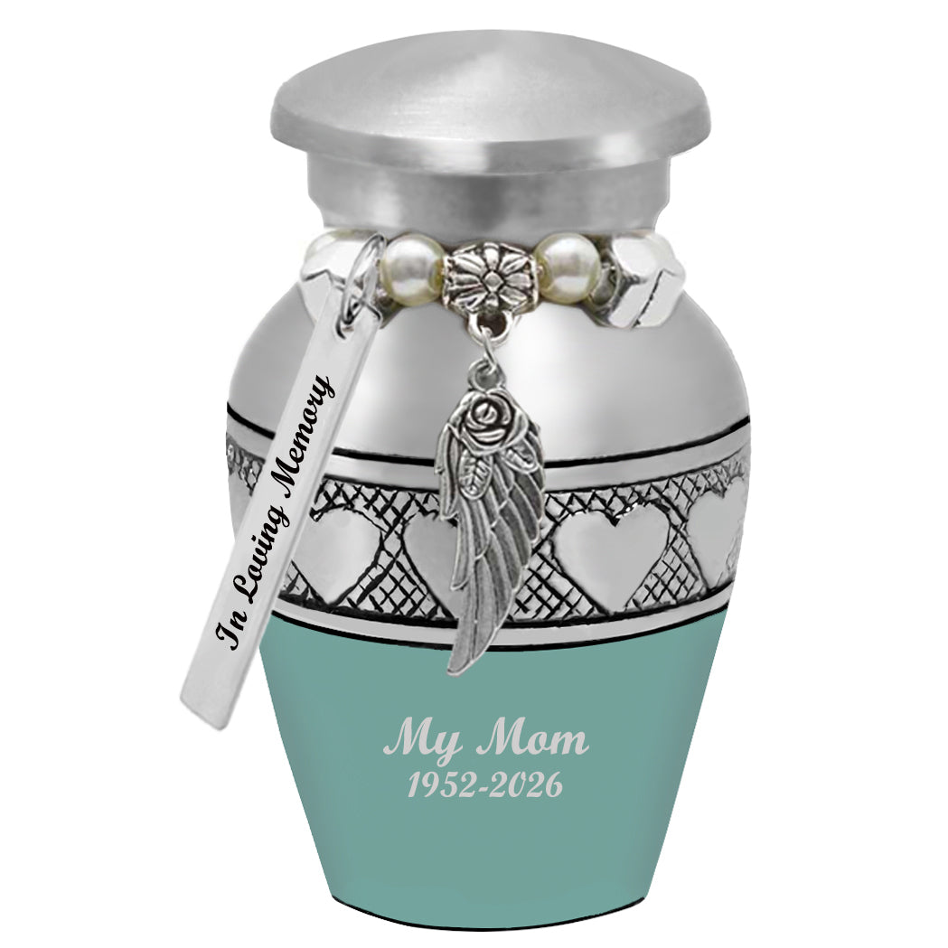 Sea Glass Circle of Hearts Keepsake Urn - Love Charms® - Engraving Option