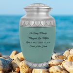 Sea Glass Hearts Pewter Adult Urn - Tribute Wreath™ - Pro Laser Engraving - Burial Vault Option