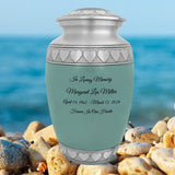 Sea Glass Hearts Pewter Adult Urn - Tribute Wreath™ - Pro Laser Engraving - Burial Vault Option