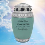 Sea Glass Hearts Pewter Adult Urn - Tribute Wreath™ - Pro Laser Engraving - Burial Vault Option