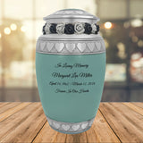 Sea Glass Hearts Pewter Adult Urn - Tribute Wreath™ - Pro Laser Engraving - Burial Vault Option
