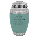 Sea Glass Hearts Pewter Adult Urn - Tribute Wreath™ - Pro Laser Engraving - Burial Vault Option