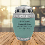 Sea Glass Hearts Pewter Medium Urn - Tribute Wreath™ - Pro Laser Engraving