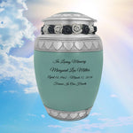 Sea Glass Hearts Pewter Medium Urn - Tribute Wreath™ - Pro Laser Engraving