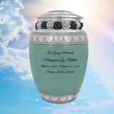 Sea Glass Hearts Pewter Medium Urn - Tribute Wreath™ - Pro Laser Engraving