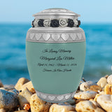 Sea Glass Hearts Pewter Medium Urn - Tribute Wreath™ - Pro Laser Engraving