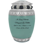 Sea Glass Hearts Pewter Medium Urn - Tribute Wreath™ - Pro Laser Engraving