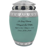 Sea Glass Hearts Pewter Medium Urn - Tribute Wreath™ - Pro Laser Engraving
