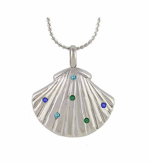 Sea Glass Seashell Pendant Urn - Love Charms Option