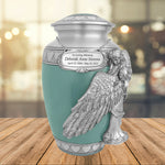 Wings of an Angel Sea Glass Hearts Adult Urn - Pro Laser Engraving - Burial Vault Option